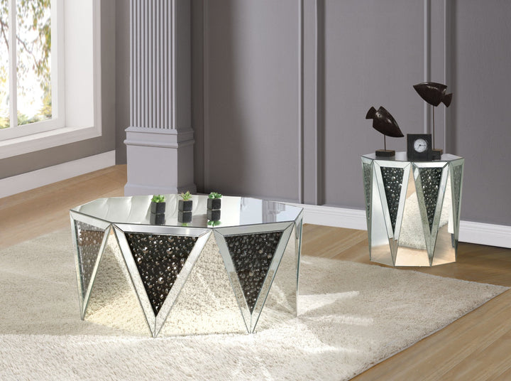 ACME Noor Mirrored & Faux GemStones End Table Model 82777 - MONAVILLA