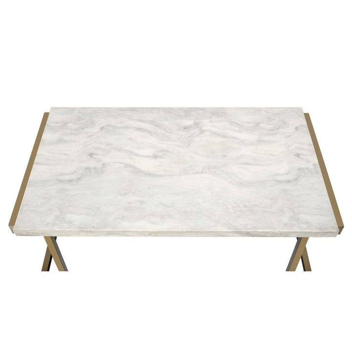 ACME Boice II Faux Marble & Champagne End Table Model 82872 - MONAVILLA