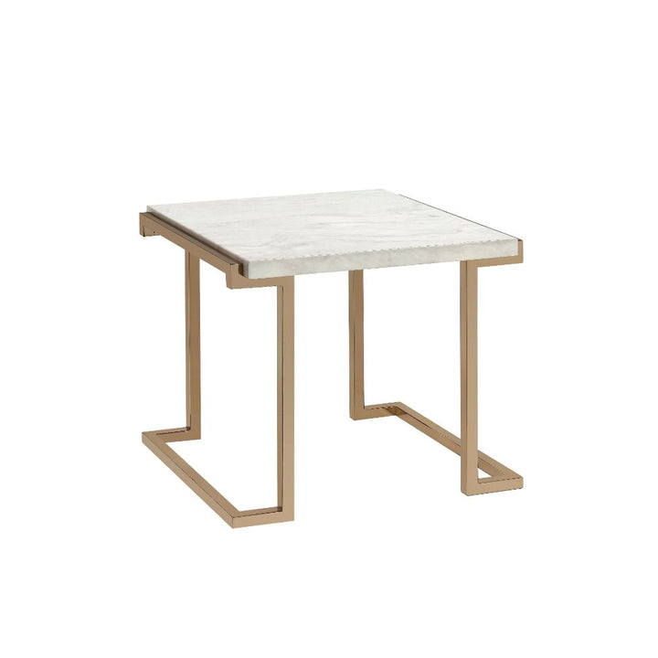ACME Boice II Faux Marble & Champagne End Table Model 82872 - MONAVILLA