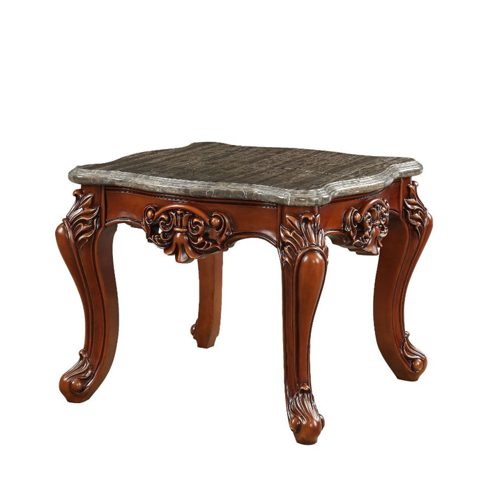 ACME Eustoma Marble & Walnut End Table Model 83067 - MONAVILLA