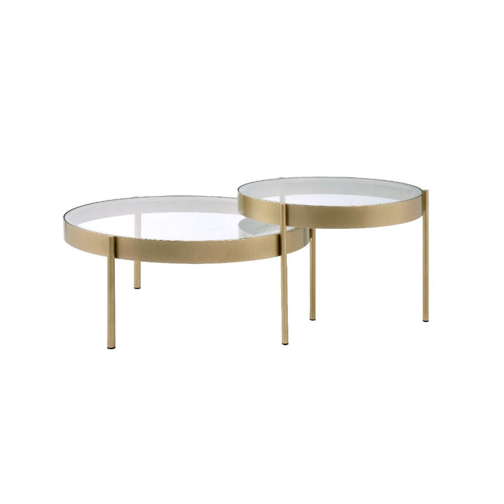 ACME Andover Clear Glass & Gold Coffee Table Model 83095 - MONAVILLA