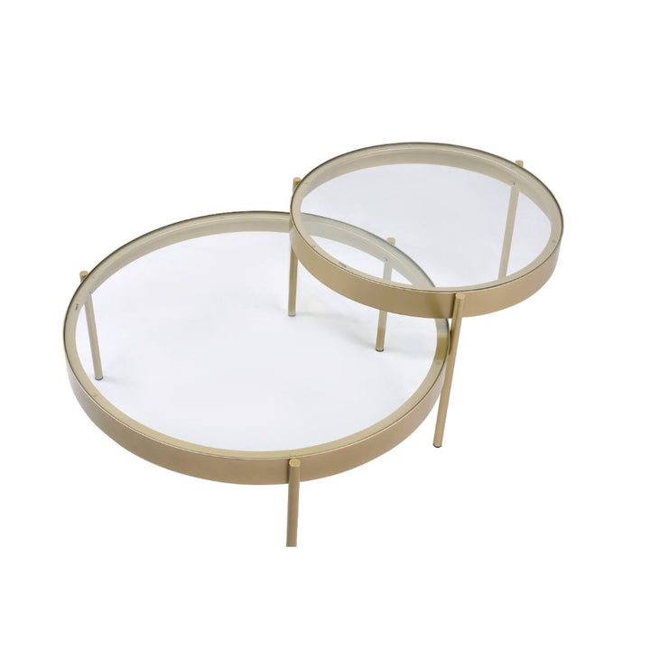 ACME Andover Clear Glass & Gold Coffee Table Model 83095 - MONAVILLA