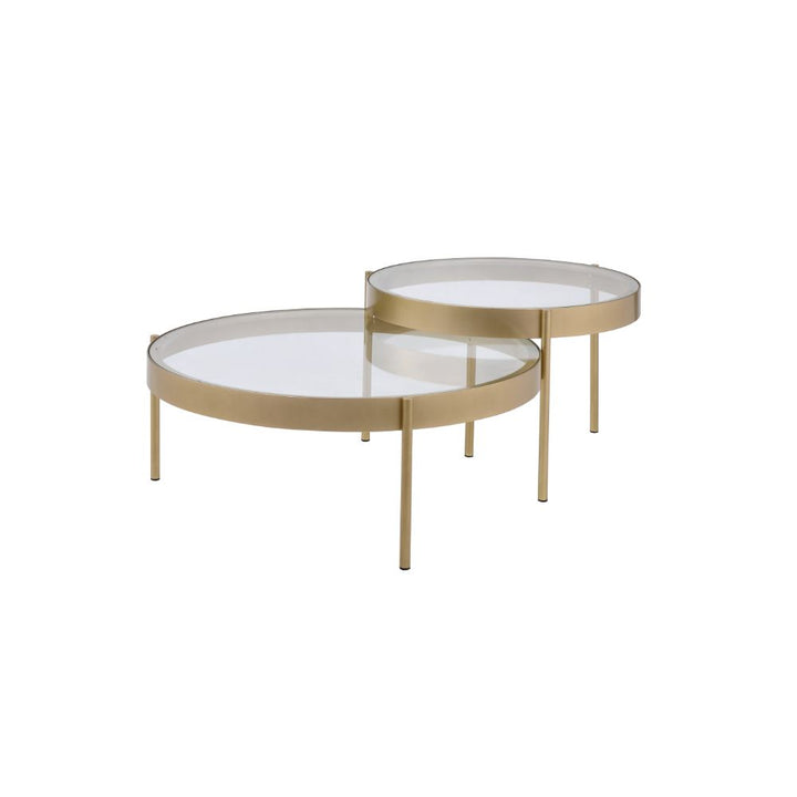 ACME Andover Clear Glass & Gold Coffee Table Model 83095 - MONAVILLA