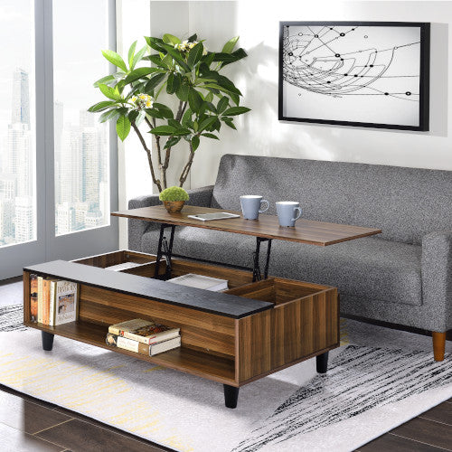 ACME Avala Walnut & Black Coffee Table Model 83140 - MONAVILLA