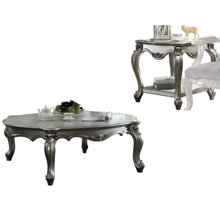 ACME Picardy Antique Platinum Coffee Table Model 83465 - MONAVILLA