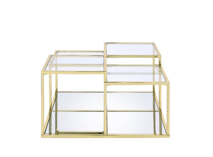 ACME Uchenna Clear Glass & Gold Finish Coffee Table Model 83470 - MONAVILLA