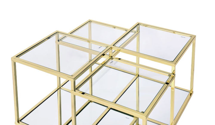 ACME Uchenna Clear Glass & Gold Finish Coffee Table Model 83470 - MONAVILLA