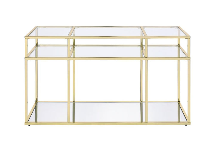 ACME Uchenna Clear Glass & Gold Finish Accent Table Model 83473 - MONAVILLA