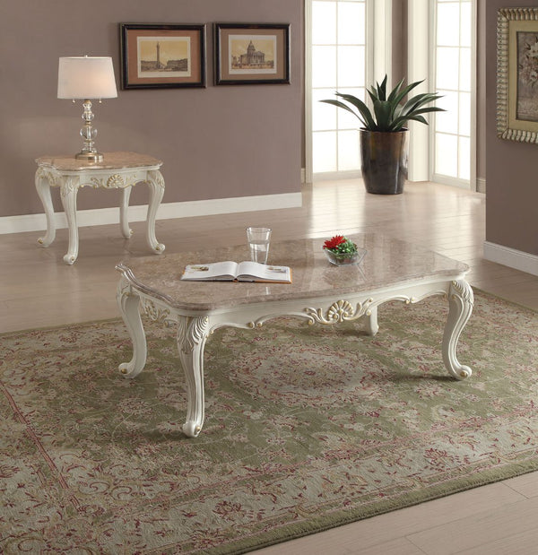 ACME Chantelle Marble & Pearl White Coffee Table Model 83540 - MONAVILLA