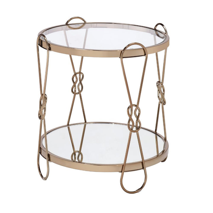 ACME Zekera Champagne & Mirrored End Table Model 83942 - MONAVILLA