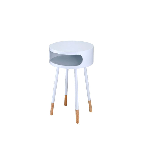 ACME Sonria White & Natural End Table Model 84445 - MONAVILLA