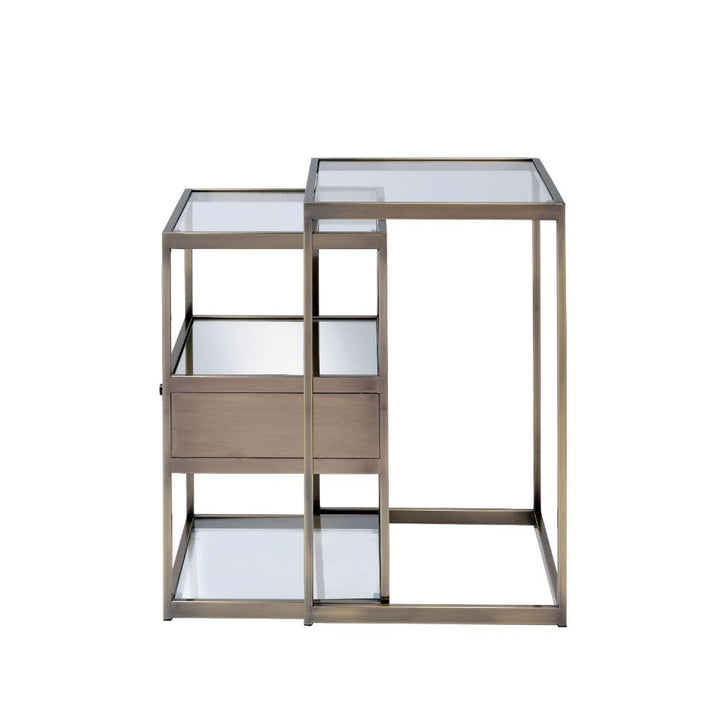 ACME Enca Antique Brass & Clear Glass Coffee Table Model 84470 - MONAVILLA