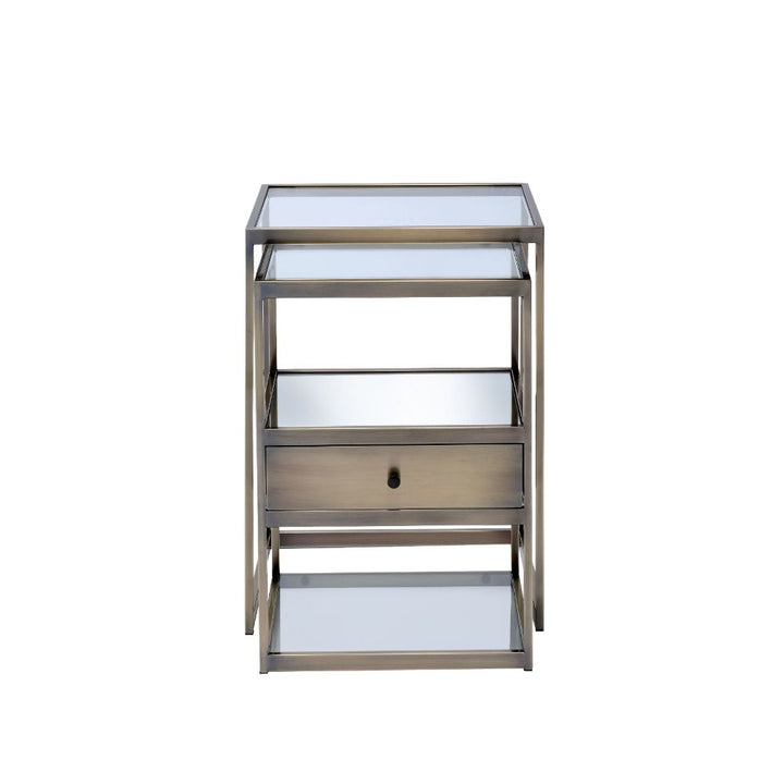 ACME Enca Antique Brass & Clear Glass Coffee Table Model 84470 - MONAVILLA