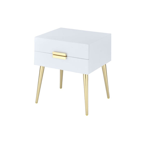 ACME Denvor White & Gold End Table Model 84496 - MONAVILLA