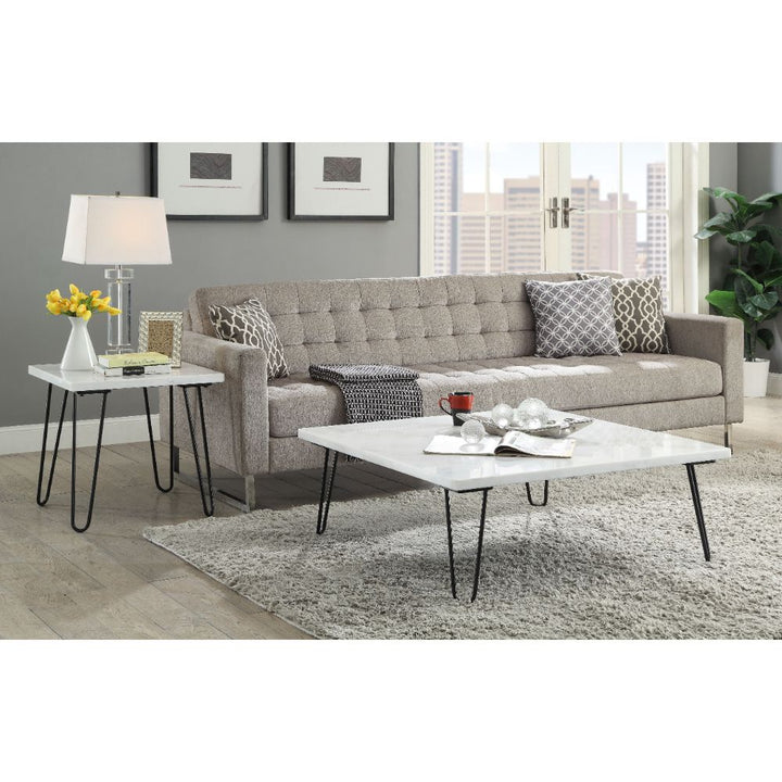 ACME Telestis White Marble & Black Coffee Table Model 84500 - MONAVILLA