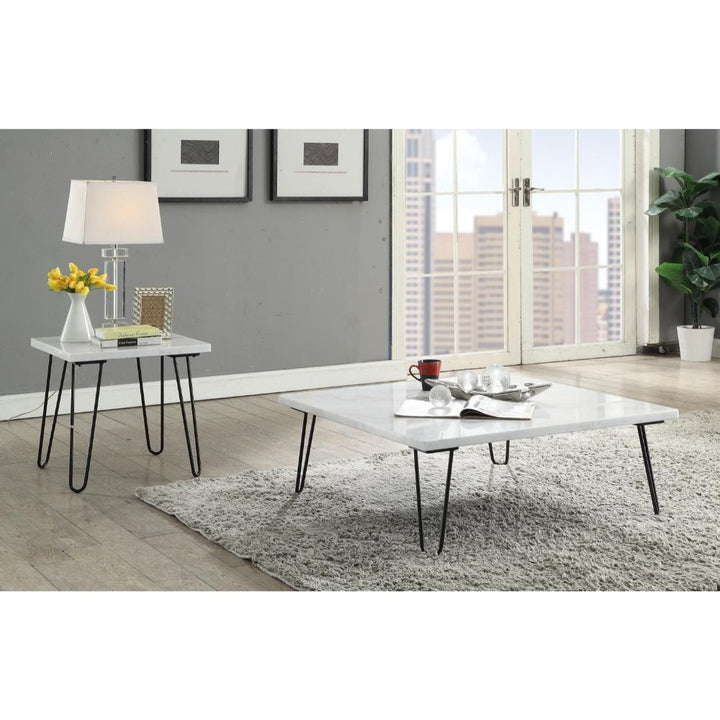 ACME Telestis White Marble & Black Coffee Table Model 84500 - MONAVILLA