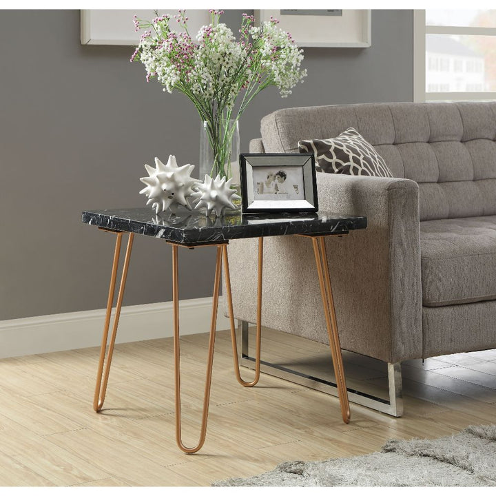 ACME Telestis Black Marble & Gold End Table Model 84507 - MONAVILLA