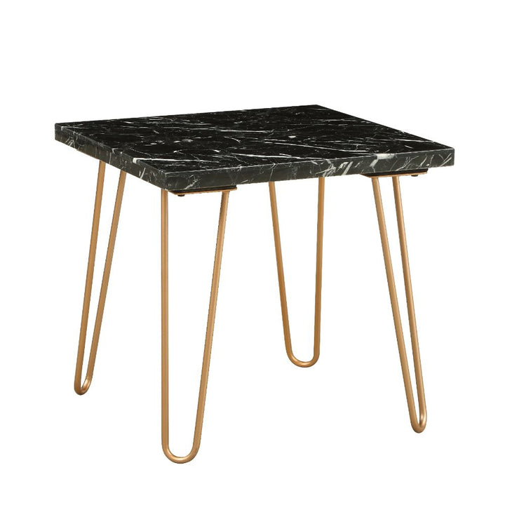 ACME Telestis Black Marble & Gold End Table Model 84507 - MONAVILLA