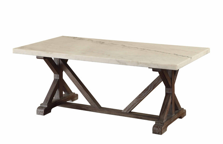 ACME Romina White Marble & Weathered Espresso Coffee Table Model 84545 - MONAVILLA