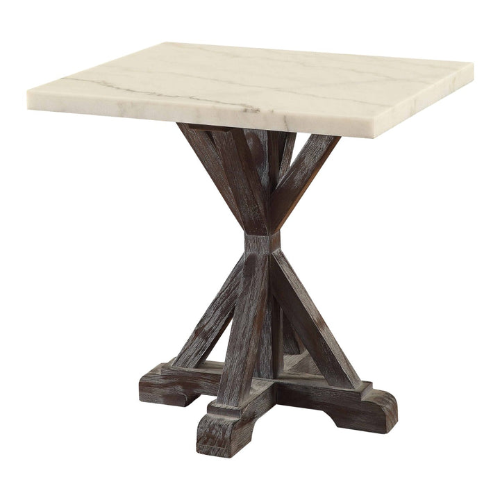 ACME Romina White Marble & Weathered Espresso End Table Model 84547 - MONAVILLA
