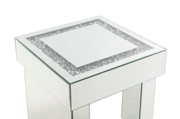 ACME Noralie Mirrored & Faux Diamonds End Table Model 84702 - MONAVILLA
