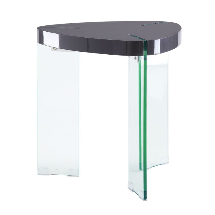 ACME Noland Gray High Gloss & Clear Glass End Table Model 84917 - MONAVILLA