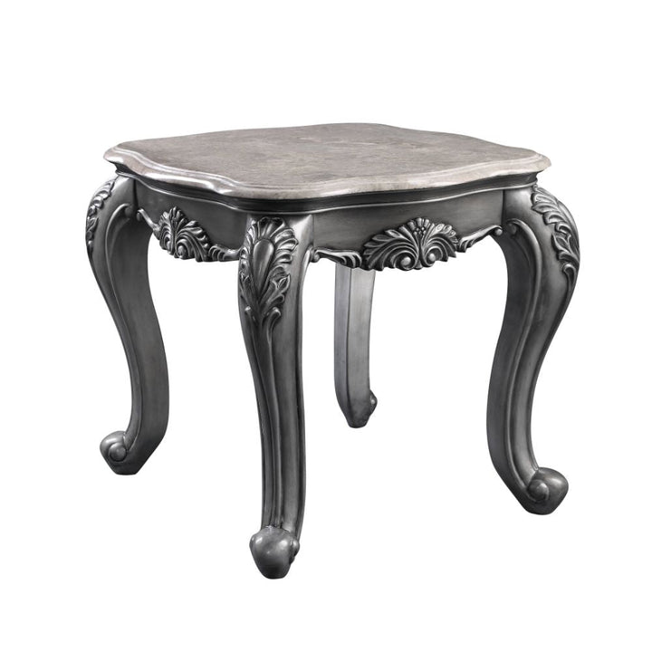 ACME Ariadne Marble & Platinum End Table Model 85347 - MONAVILLA