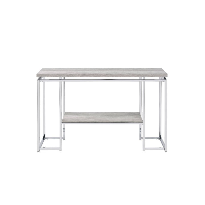 ACME Chafik Natural Oak & Chrome Accent Table Model 85373 - MONAVILLA