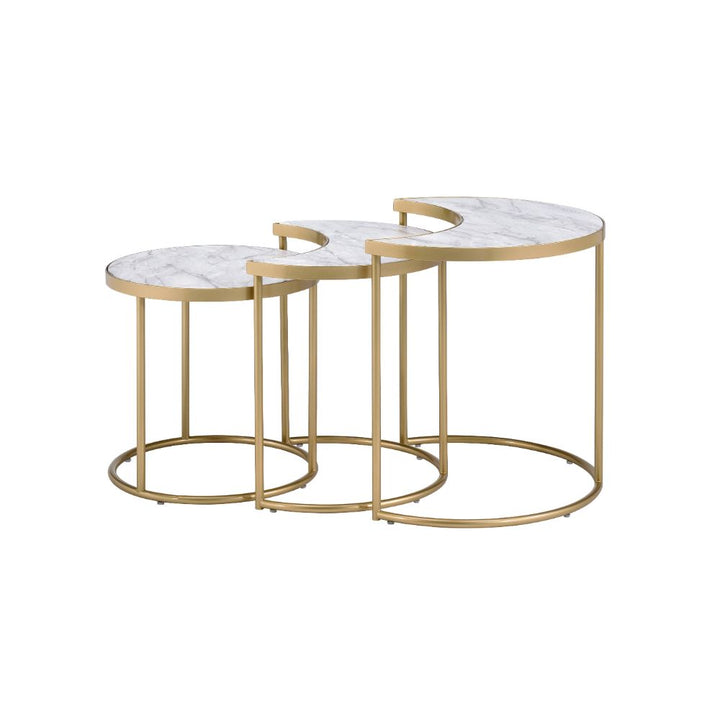 ACME Anpay Faux Marble & Gold Coffee Table Model 85390 - MONAVILLA