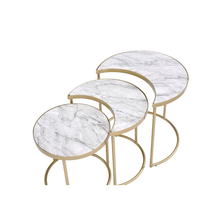 ACME Anpay Faux Marble & Gold Coffee Table Model 85390 - MONAVILLA