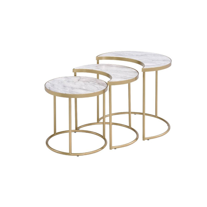 ACME Anpay Faux Marble & Gold Coffee Table Model 85390 - MONAVILLA