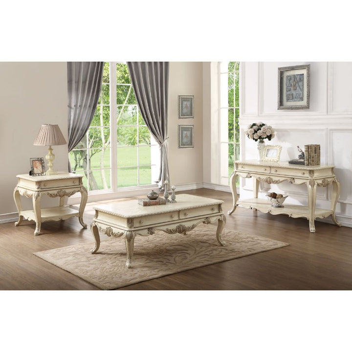 ACME Ragenardus Antique White End Table Model 86022 - MONAVILLA