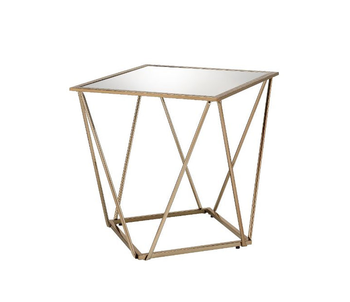 ACME Fogya Mirrored & Champagne Gold Finish End Table Model 86057 - MONAVILLA