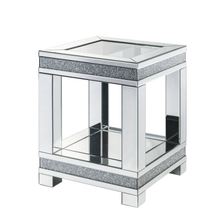 ACME Noralie Mirrored & Faux Diamonds End Table Model 88022 - MONAVILLA
