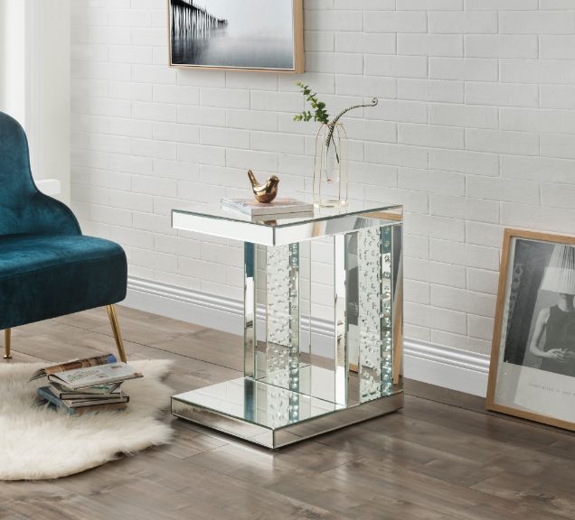 ACME Nysa Mirrored & Faux Crystals Inlay Accent Table Model 88067 - MONAVILLA