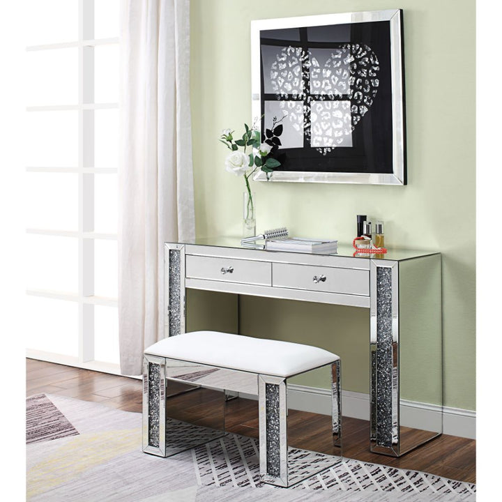 ACME Noralie Mirrored & Faux Diamonds Vanity Desk Model 90465 - MONAVILLA