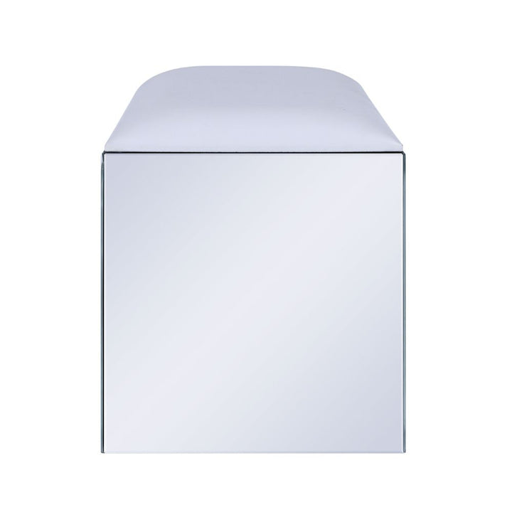 ACME Noralie PU, Mirrored & Faux Diamonds Vanity Stool Model 90467 - MONAVILLA