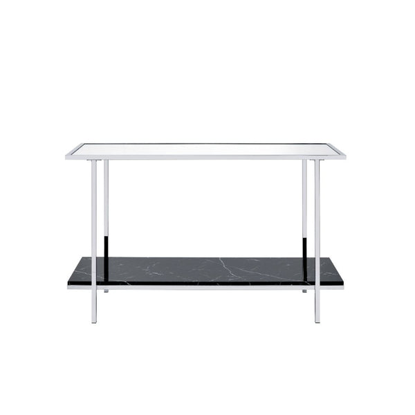 ACME Angwin Mirrored, Faux Marble & Chrome Accent Table Model 90515 - MONAVILLA