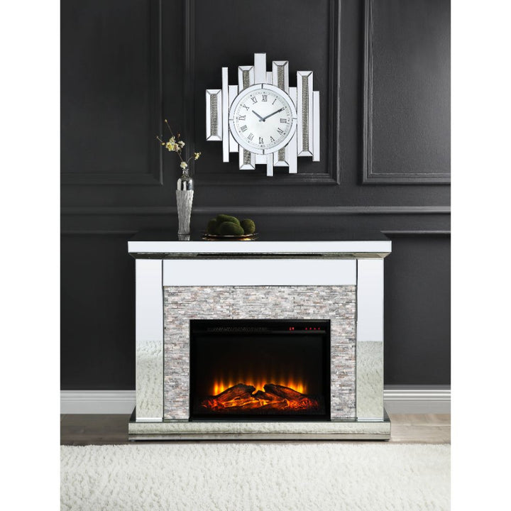 ACME Laksha Mirrored & Stone Fireplace Model 90522 - MONAVILLA