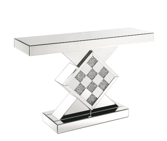 ACME Noralie Mirrored & Faux Diamonds Accent Table Model 90622 - MONAVILLA