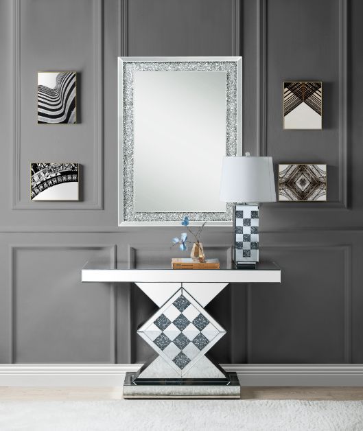 ACME Noralie Mirrored & Faux Diamonds Accent Table Model 90622 - MONAVILLA