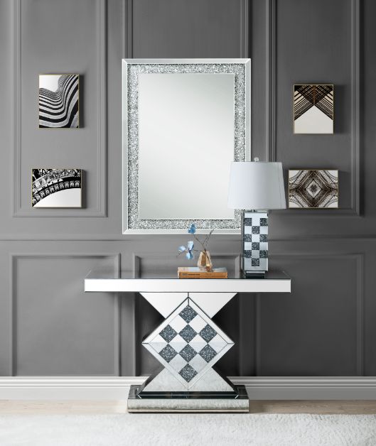 ACME Noralie Mirrored & Faux Diamonds Accent Table Model 90622 - MONAVILLA