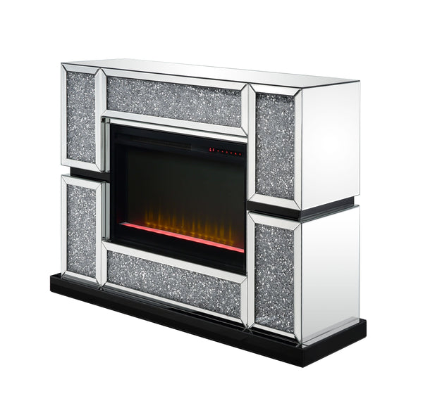 ACME Noralie Mirrored & Faux Diamonds Fireplace Model 90660 - MONAVILLA