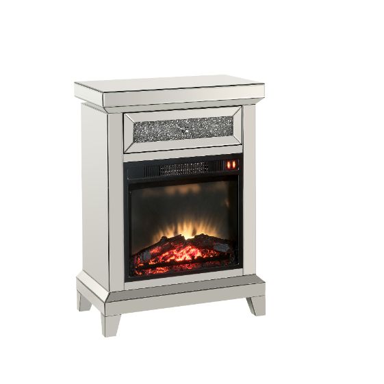ACME Noralie Mirrored & Faux Diamonds Fireplace Model 90866 - MONAVILLA