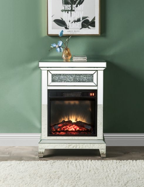 ACME Noralie Mirrored & Faux Diamonds Fireplace Model 90866 - MONAVILLA