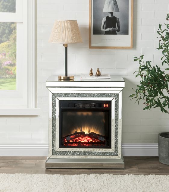 ACME Noralie Mirrored & Faux Diamonds Fireplace Model 90868 - MONAVILLA