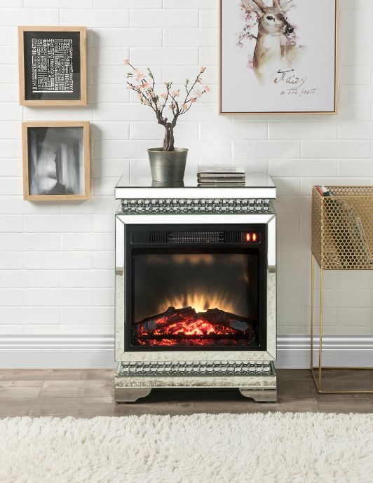 ACME Lotus Mirrored & Faux Diamonds Fireplace Model 90870 - MONAVILLA