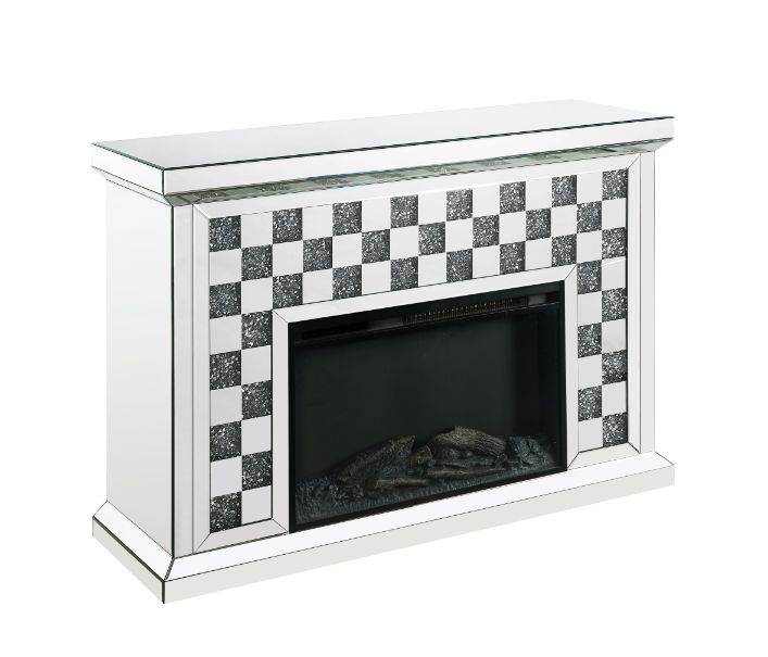 ACME Noralie Mirrored & Faux Diamonds Fireplace Model 90872 - MONAVILLA