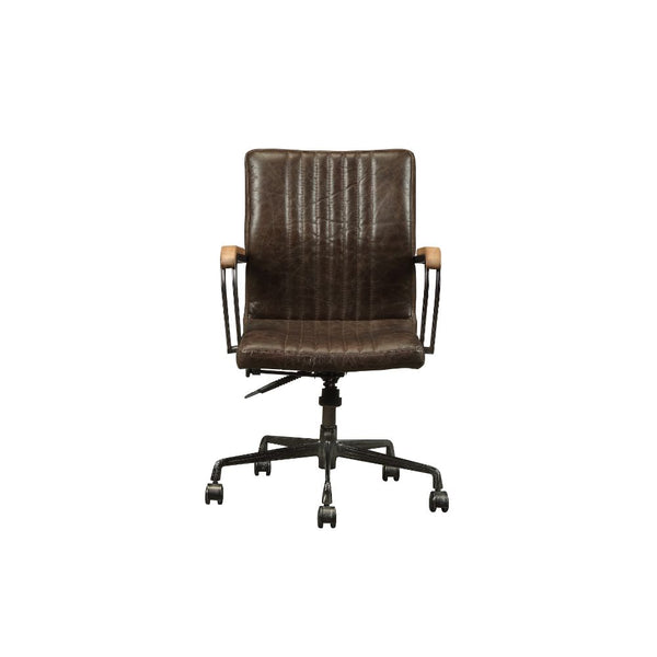 ACME Joslin Distress Chocolate Top Grain Leather Executive Office Chair Model 92028 - MONAVILLA