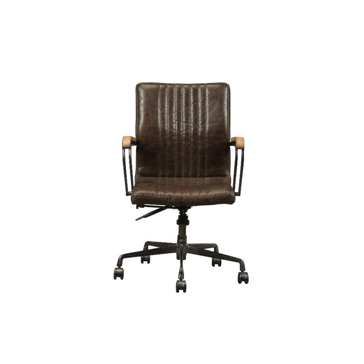 ACME Joslin Distress Chocolate Top Grain Leather Executive Office Chair Model 92028 - MONAVILLA